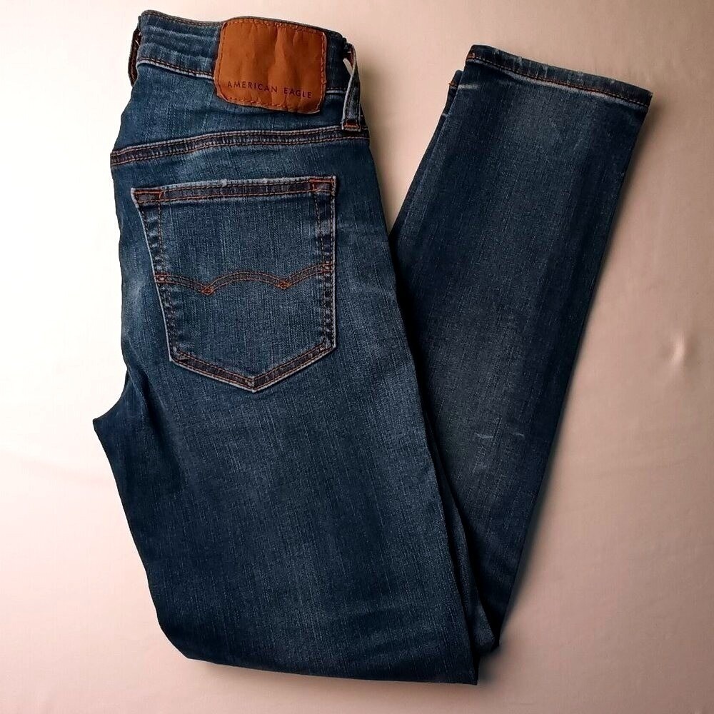 American Eagle Boys Jeans Blue Size 26x28 Next Level Flex Distressed Denim Slim